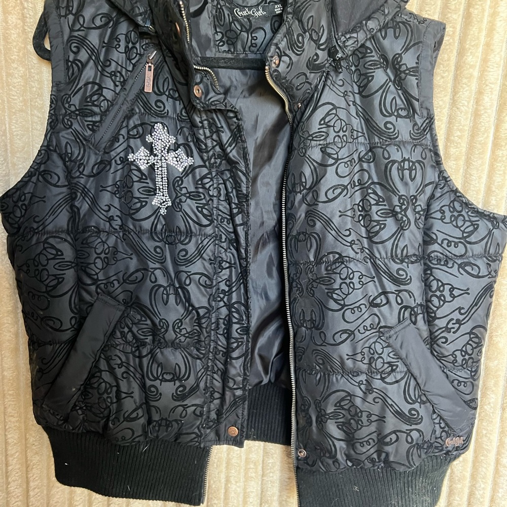 Cruel Girl Black Embroidered Vest